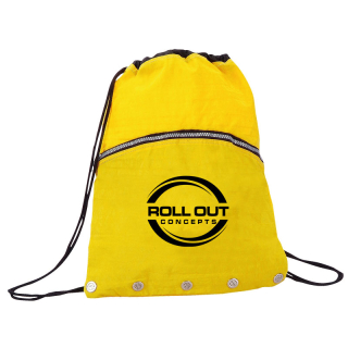 Imprinted Crinkled Nylon Drawstring Backpacks with Vented Front Pocket