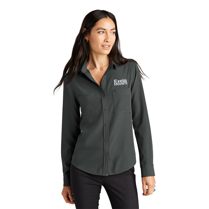 Imprinted Mercer Mettle® Women's Stretch Crepe Long Sleeve Camps