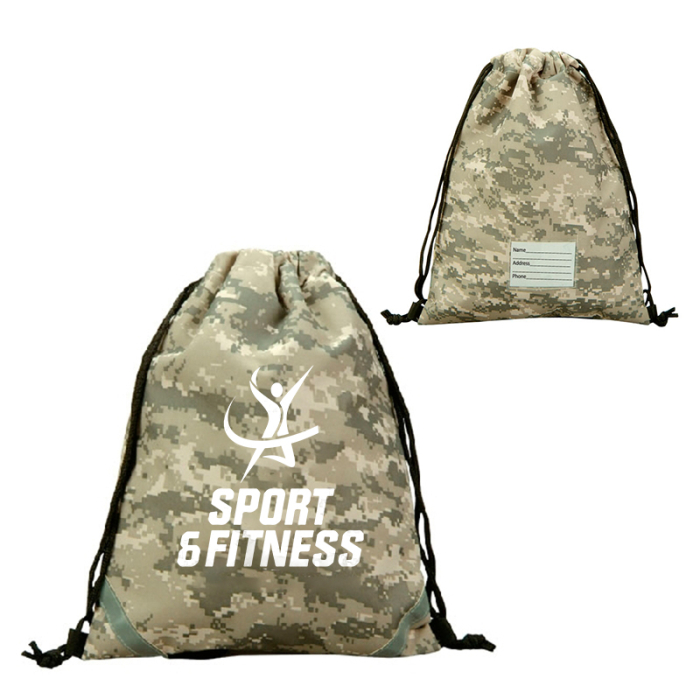 Personalized Digital Camo Drawstring Backpacks