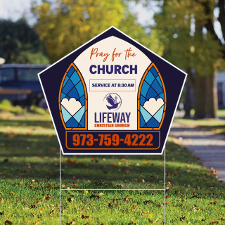 12" x 14" Church Shaped Full Color Yard Signs