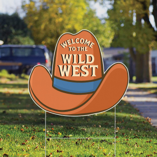 12" x 14" Cowboy Hat Shaped Full Color Yard...