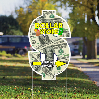 12" x 20" Dollar Shaped Full Color Yard Signs