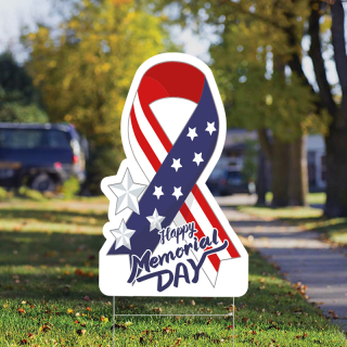 12" x 20" Memorial Day Shaped Full Color Yard Signs - Double Side