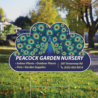 12" x 20" Peacock Shaped Full Color Yard Signs - Double Side