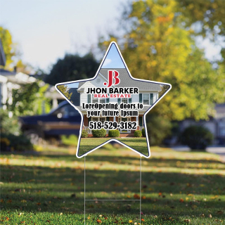 20" x 20" Star Shaped Full Color Yard Signs - Double Side