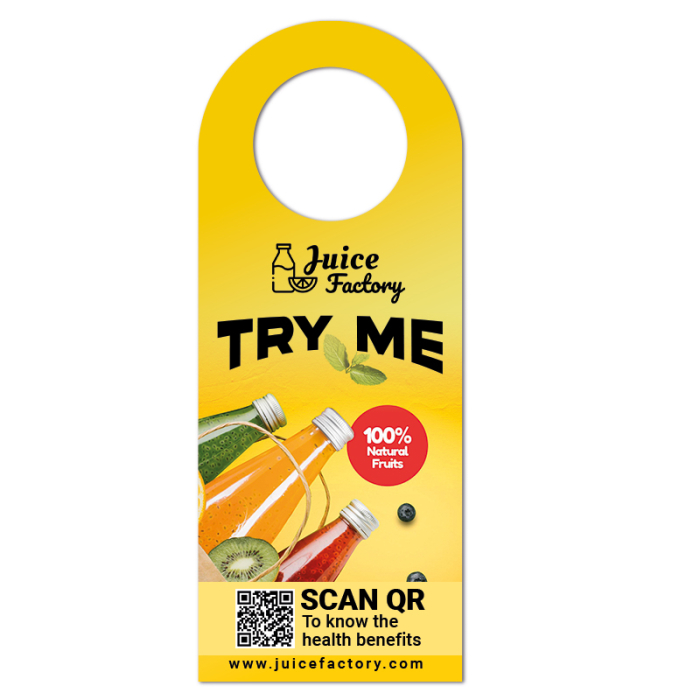3x7.5 Inch Promotional Full Color One Sided Bottle Hangers - 14 pt