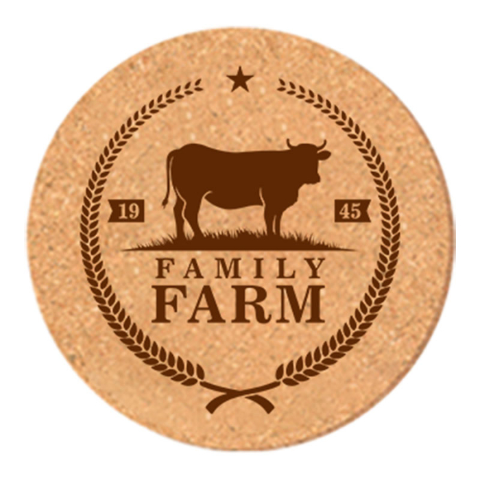 4 Inch Round Custom Imprinted Solid Cork Coasters