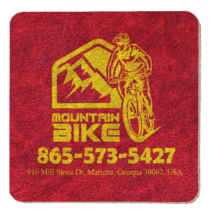 4 Inch Square Personalized Leatherette Coasters