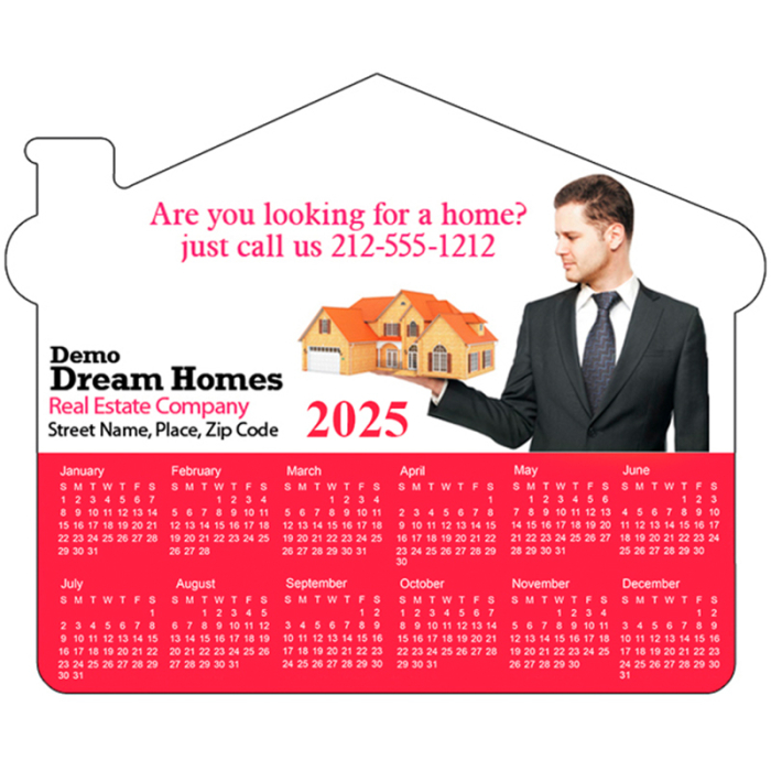 4.25x3.5 Inch Custom Real Estate House Shaped Calendar Magnets