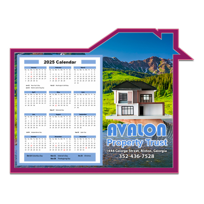 4.75x3.87 Inch Custom Full Color Real Estate Calendars House Shaped Magnets