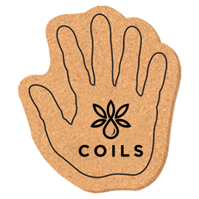 4.75x5.75 Inch Custom Hand Shape Solid Cork Coasters