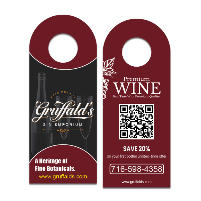 4x10 Inch Imprinted Full Color Double Sided Bottle Hangers - 14 pt