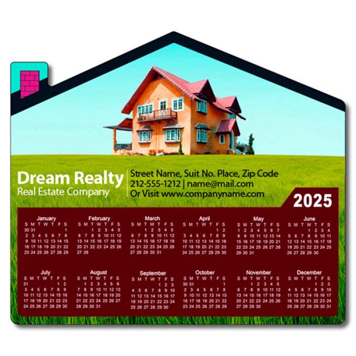 4x3.5 Inch Custom Printed House Shaped Calendar Magnets