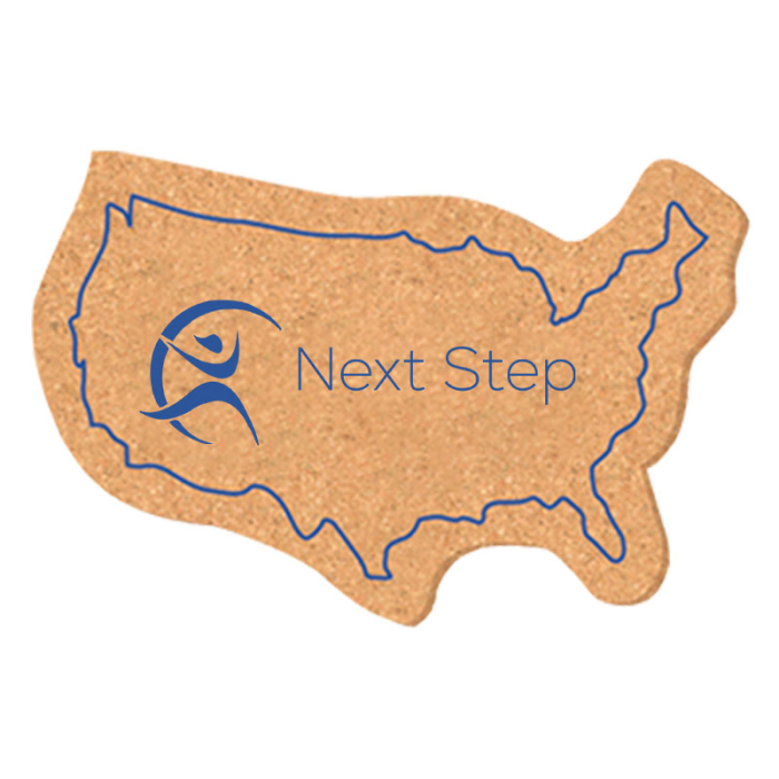 4x6 Inch Custom Imprinted America Shape Solid Cork Coasters