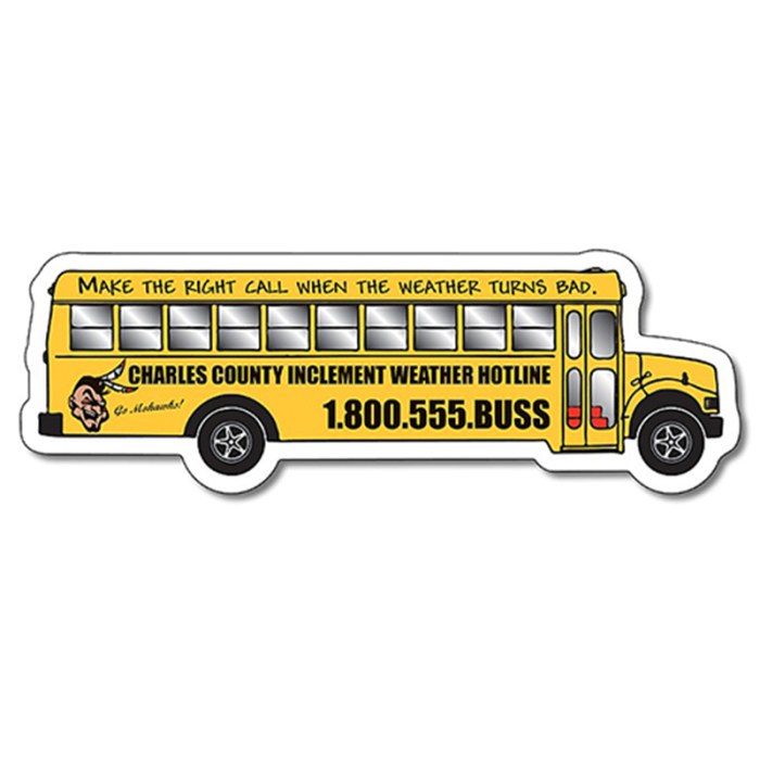 5.25x1.75 Inch Custom Magnets School Bus Shaped Magnets