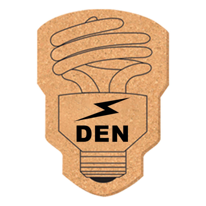 5x3.5 Inch Customized Lightbulb Shape Solid Cork Coasters
