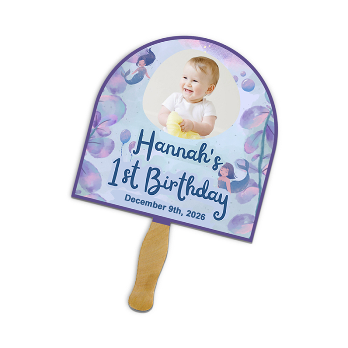 5x5 Inch Personalized Arch Shape Full Color One Sided Mini Hand Fans - 16 pt