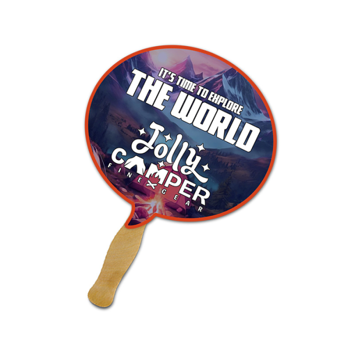 5x5 Inch Promotional Bubble Shape Full Color One Sided Mini Hand Fans - 16 pt