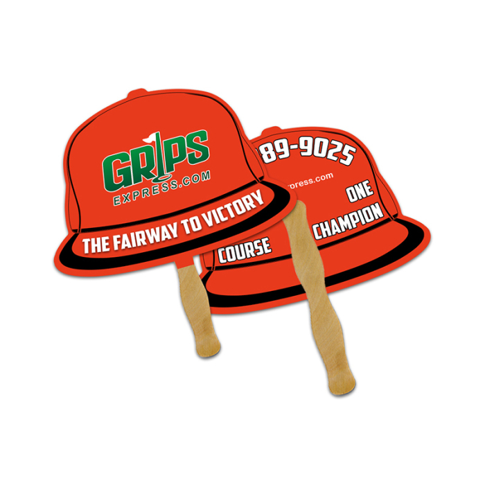 5x5 Inch Personalized Cap Shape Full Color Double Sided Mini Hand Fans - 16 pt