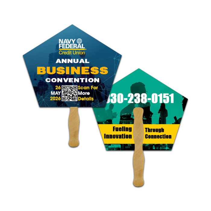 5x5 Inch Custom Church Shape Full Color Double Sided Mini Hand Fans - 16 pt