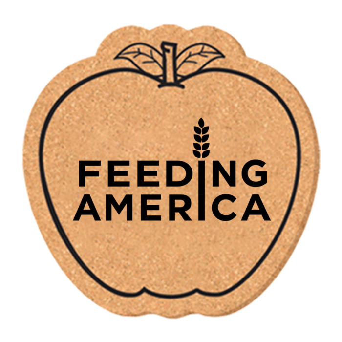 5x5 Inch Customized Apple Shape Solid Cork Coasters