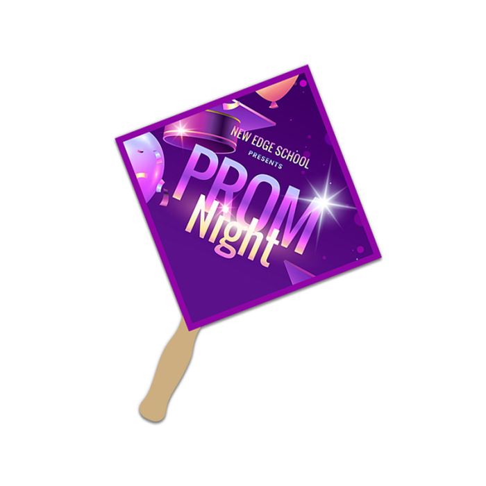 5x5 Inch Custom Printed Diamond Shape Full Color One Sided Mini Hand Fans - 16 pt