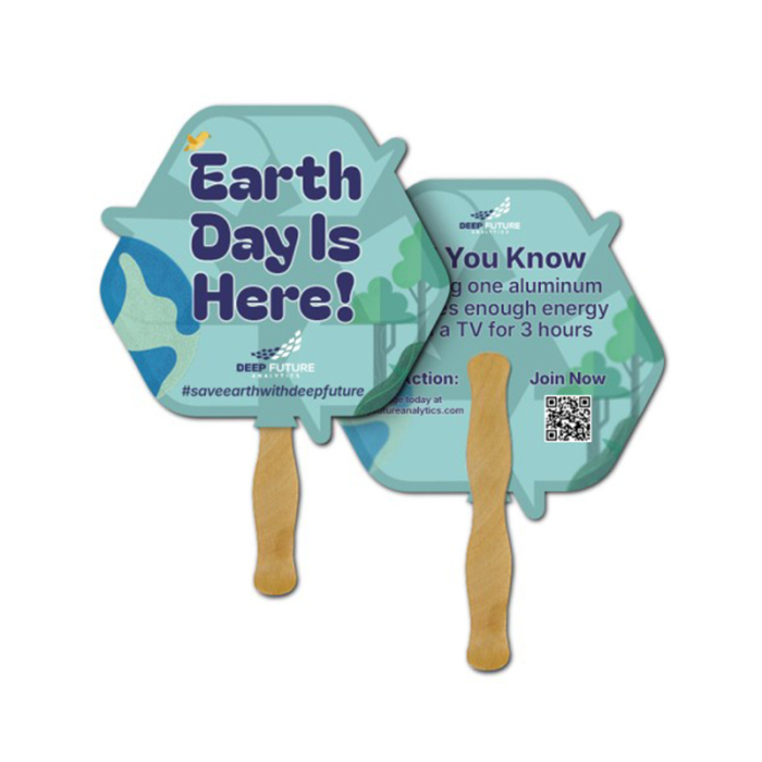 5x5 Inch Promotional Eco Shape Full Color Double Sided Mini Hand Fans - 16 pt