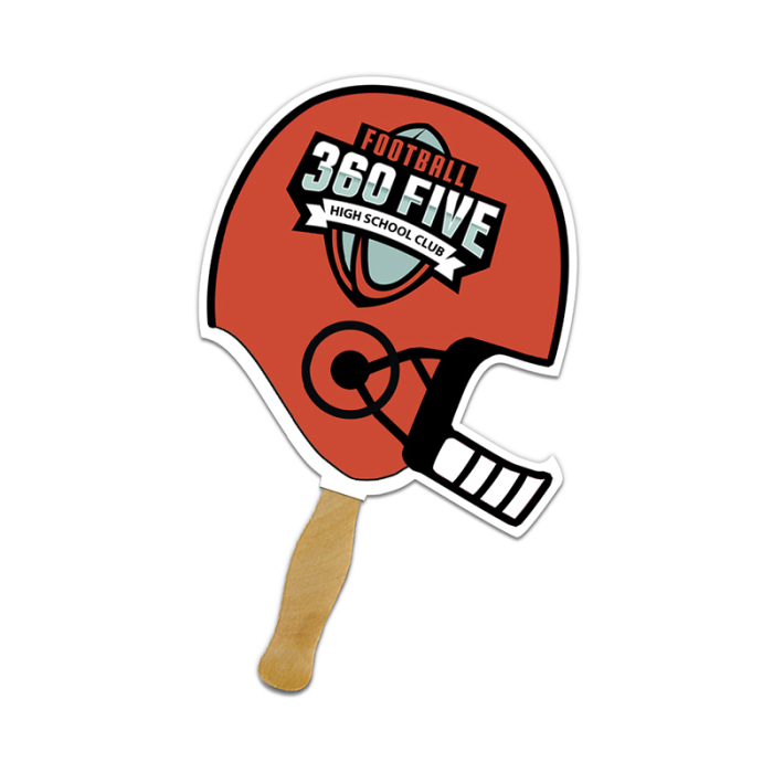 5x5 Inch Promotional Helmet Shape Full Color One Sided Mini Hand Fans - 16 pt