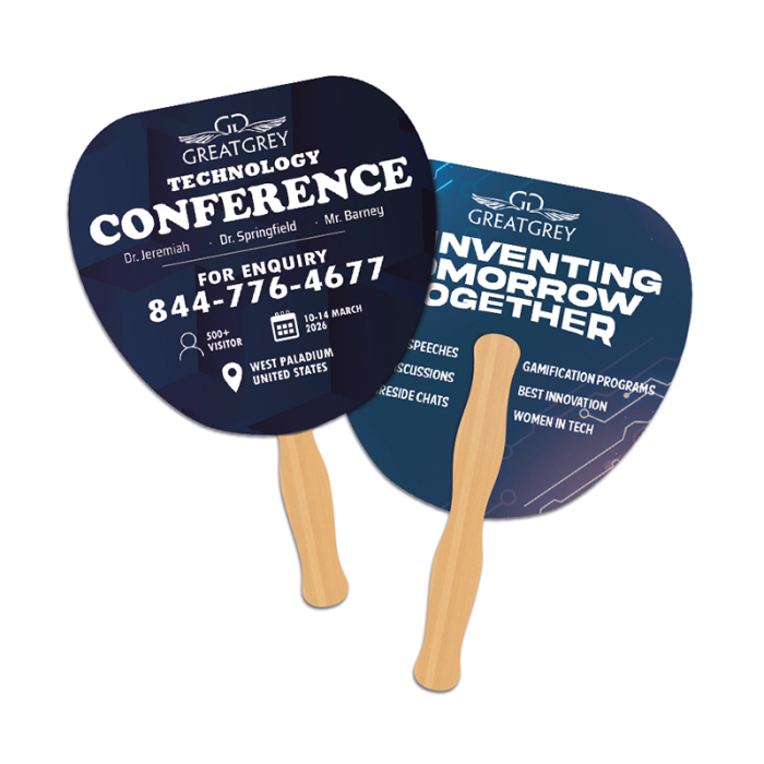 5x5 Inch Personalized Leaf Shape Full Color Double Sided Mini Hand Fans - 16 pt