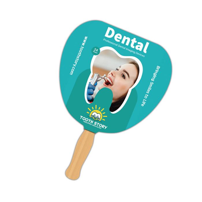 5x5 Inch Customized Leaf Shape Full Color One Sided Mini Hand Fans - 16 pt