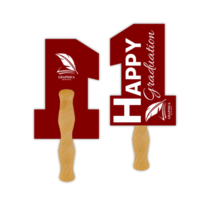 5x5 Inch Promotional No 1 Shape Full Color Double Sided Mini Hand Fans - 16 pt
