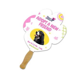 5x5 Inch Paw Shape Full Color One Sided Mini Hand Fans -...