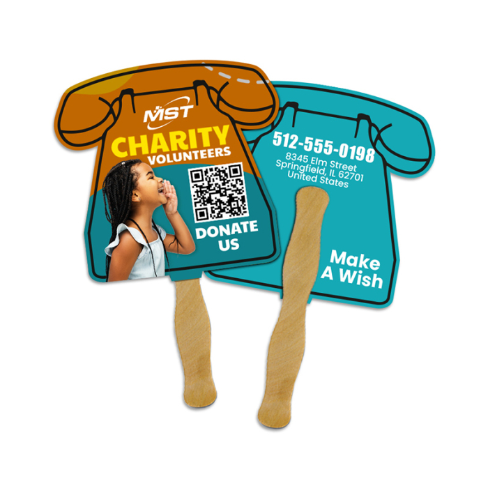 5x5 Inch Custom Phone Shape Full Color Double Sided Mini Hand Fans - 16 pt