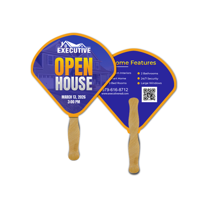 5x5 Inch Personalized Shell Shape Full Color Double Sided Mini Hand Fans - 16 pt