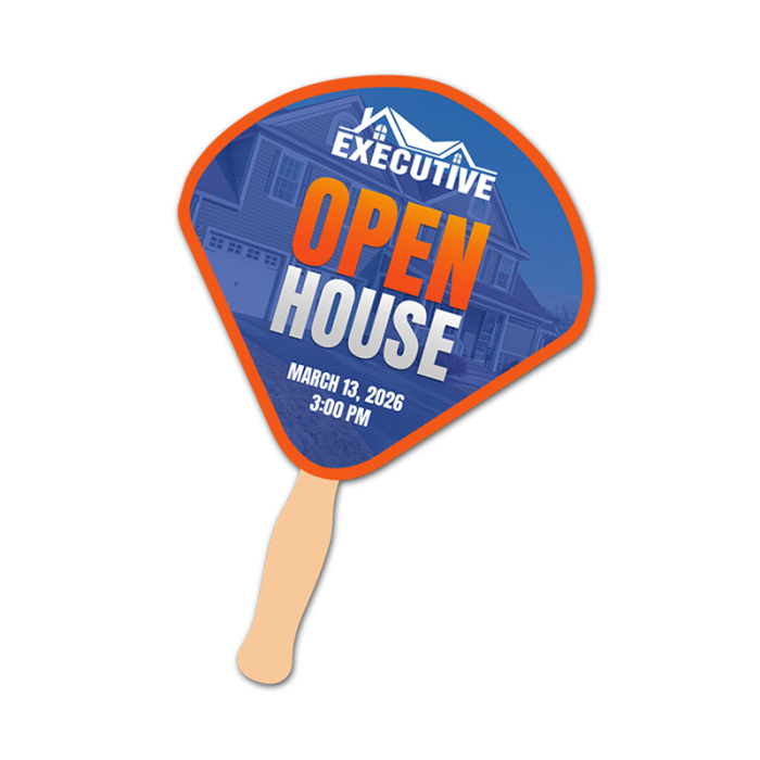 5x5 Inch Custom Printed Shell Shape Full Color One Sided Mini Hand Fans - 16 pt