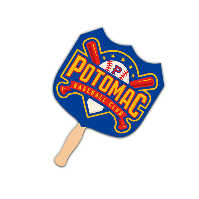 5x5 Inch Promotional Shield Shape Full Color One Sided Mini Hand Fans - 16 pt