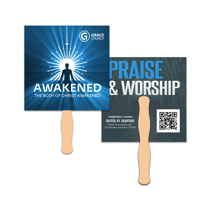 5x5 Inch Customized Square Shape Full Color Double Sided Mini Hand Fans - 16 pt