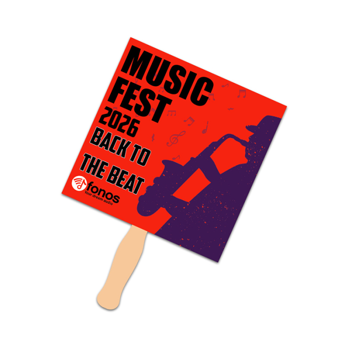 5x5 Inch Custom Printed Square Shape Full Color One Sided Mini Hand Fans - 16 pt