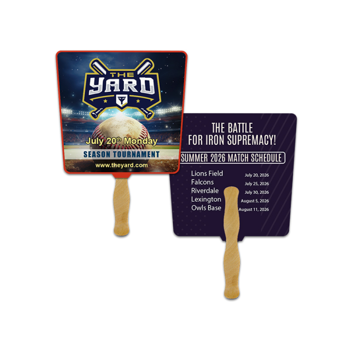 5x5 Inch Custom Printed Tapered Full Color Double Sided Mini Hand Fans - 16 pt