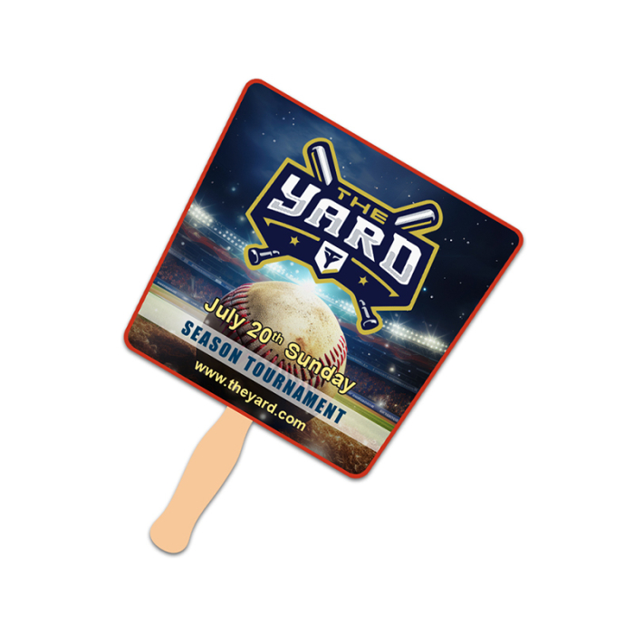 5x5 Inch Imprinted Tapered Full Color One Sided Mini Hand Fans - 16 pt