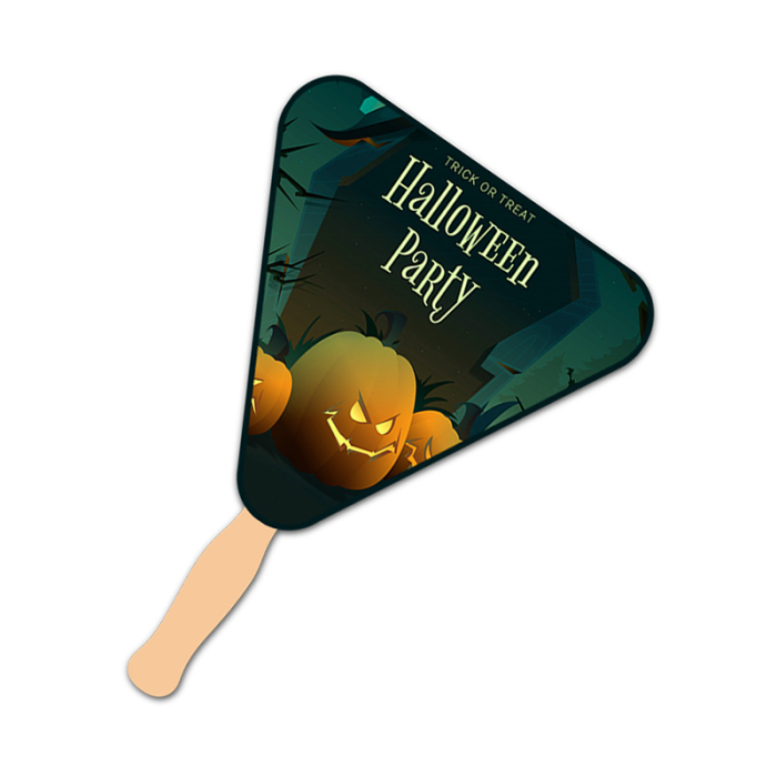 5x5 Inch Custom Triangle Full Color One Sided Mini Hand Fans - 16 pt