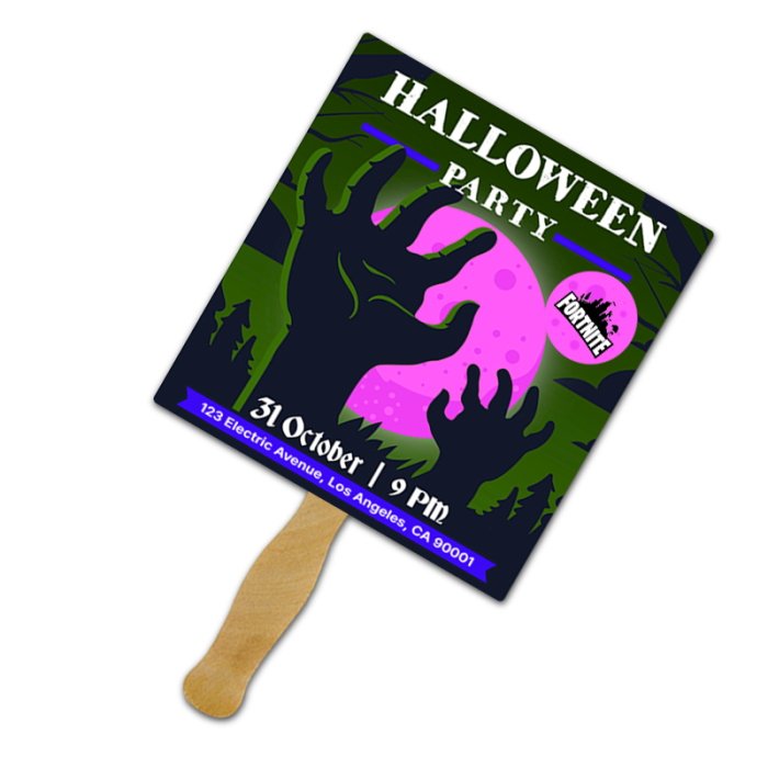 Custom 7.25x8.125 Inch Rectangle Full Color One Sided Hand Fans - 16 pt