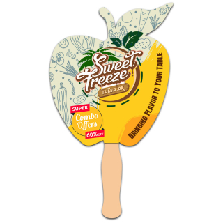 8x8 Inch Apple Shape Full Color One Sided Hand Fans - 16...