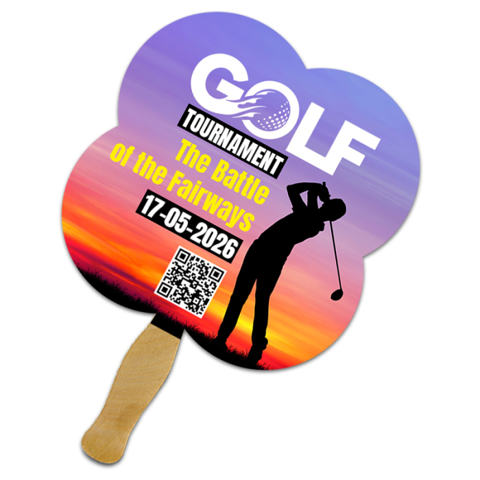 8x8 Inch Customized Clover 2 Shape Full Color One Sided Hand Fans - 16 pt