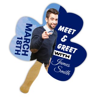 8x8 Inch Clover 3 Shape Full Color One Sided Hand Fans -...