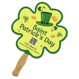 8x8 Inch Clover Shape Full Color One Sided Hand Fans...