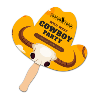 8x8 Inch Cowboy Hat Shape Full Color One Sided Hand...