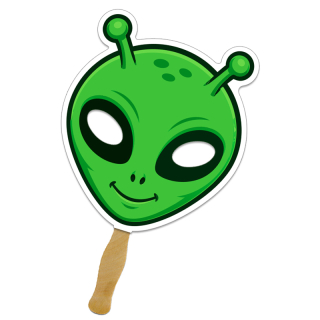 8x8 Inch Alien Shaped Face Mask Hand Fans - 16 pt