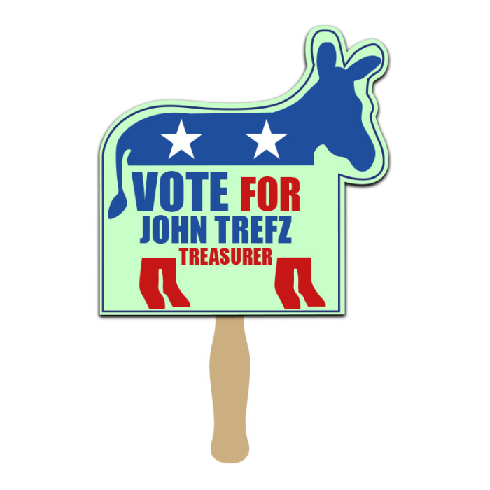 Custom 8x8 Inch Donkey Shape Full Color One Sided Hand Fans - 16 pt