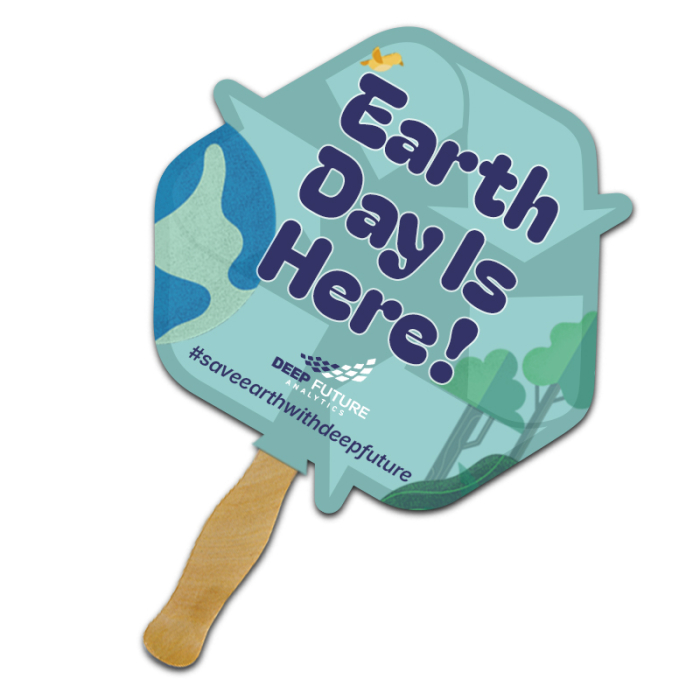 8x8 Inch Imprinted Eco Shape Full Color One Sided Hand Fans - 16 pt